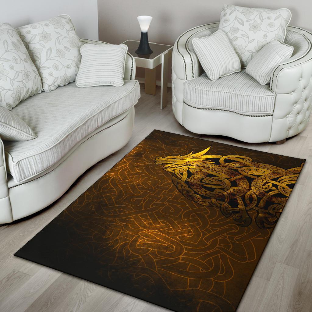 Viking Area Rug Celtic Dragon Tattoo