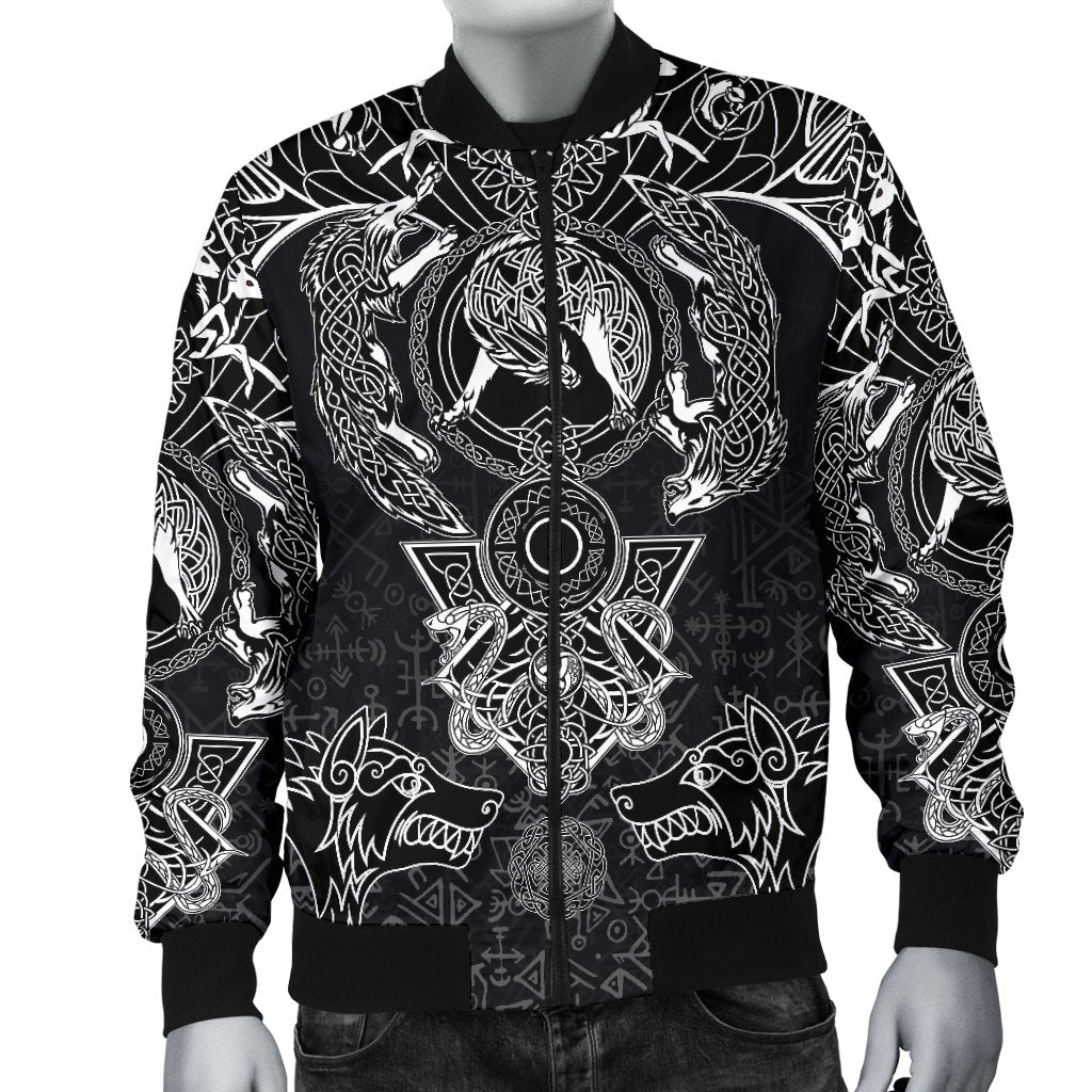 Viking Bomber Jacket Fenrir and Skoll & Hati