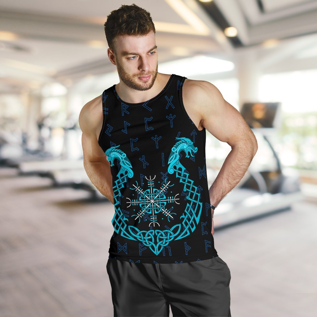 Viking Men's Tank Top Aegishjalmur Helm Of Awe Blue Edition