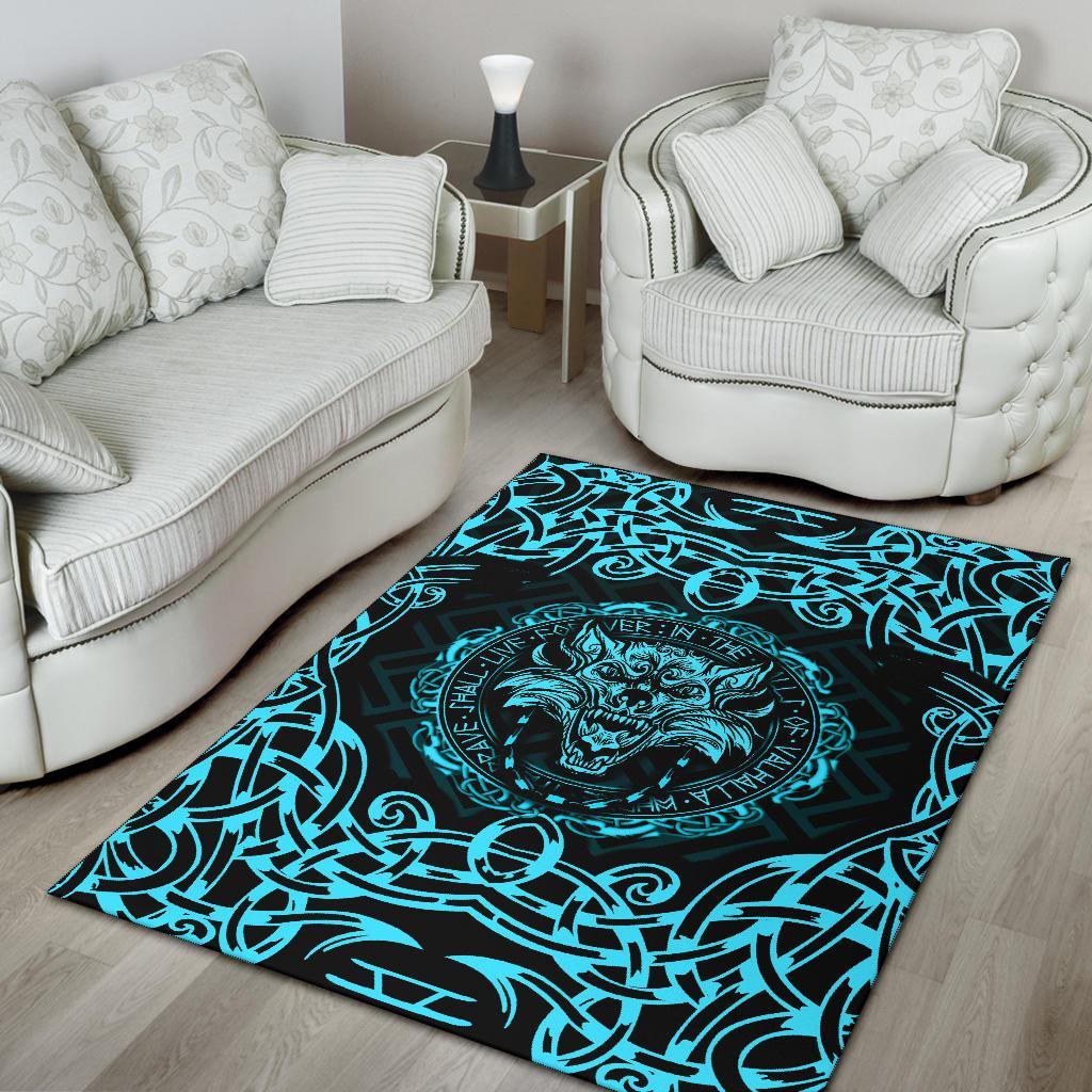 Viking Area Rug Fenrir Viking Cyan 3D