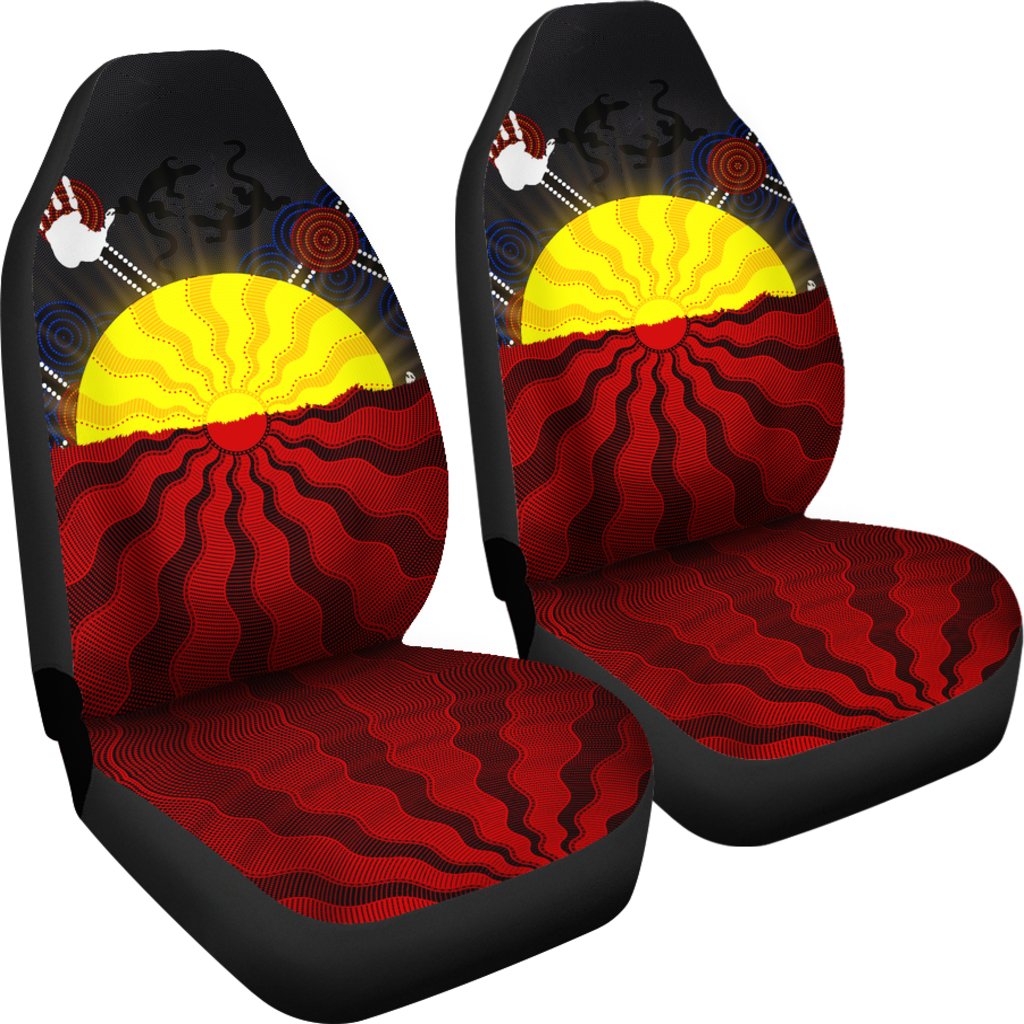 Aboriginal Car Seat Cover - Aboriginal Lives Matter Flag Sun Dot Painting