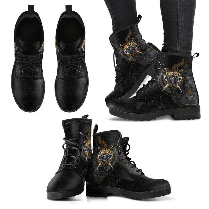Viking Leather Boots Lion
