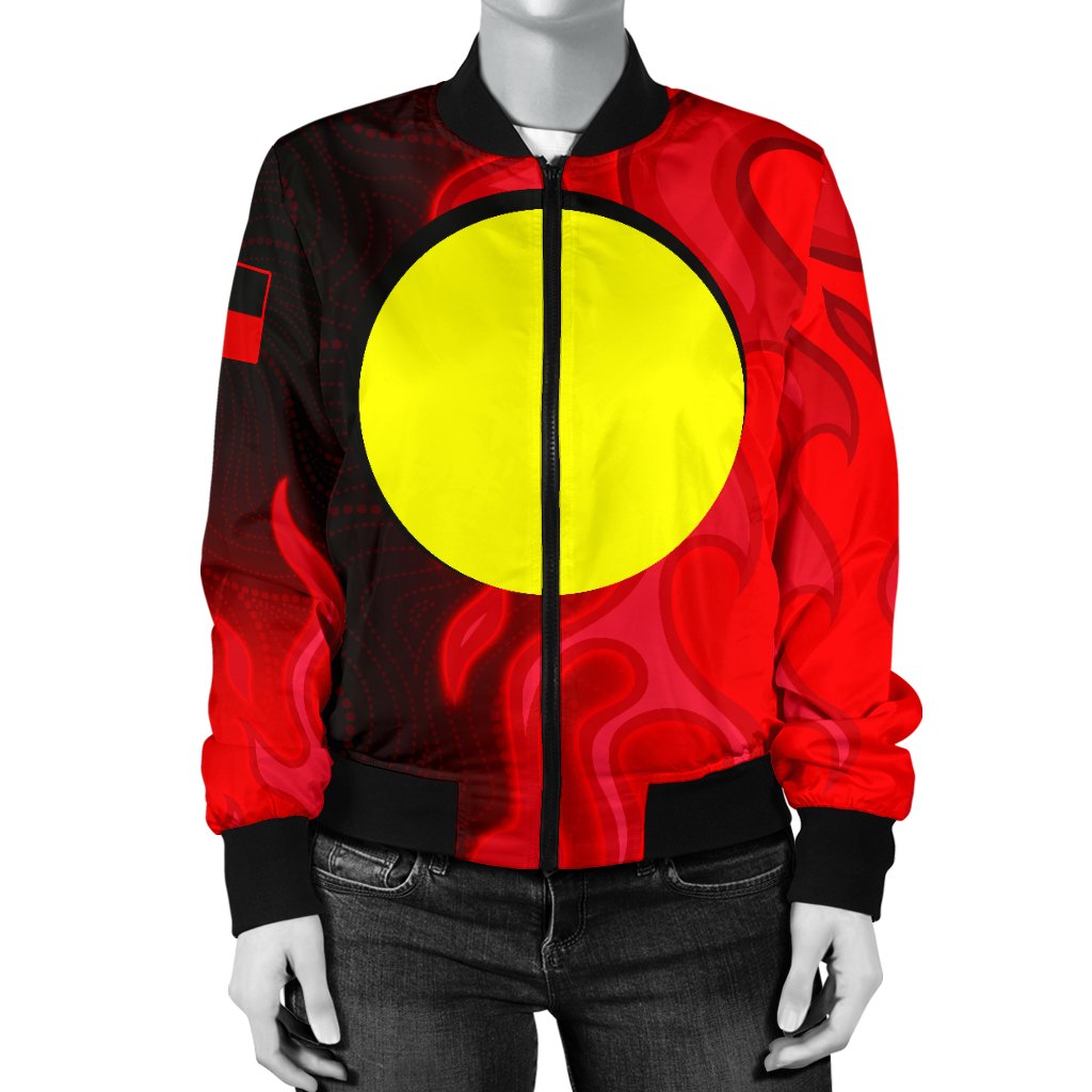 Bomber Jacket - Aboriginal Patterns Jacket Sun Australia Flame