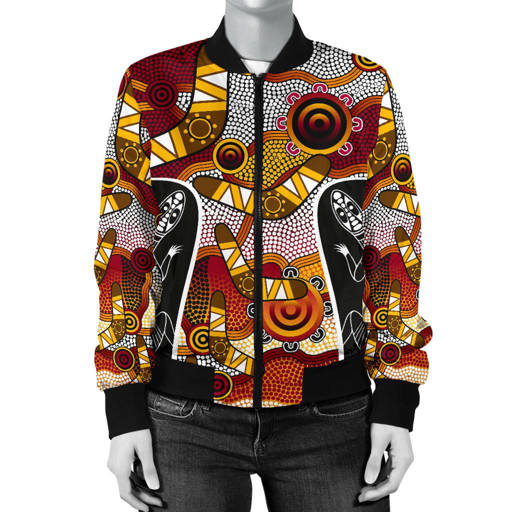 Bomber Jacket - Aboriginal Dot Painting Lizard Jacket