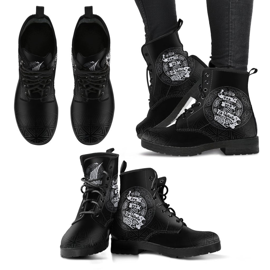 Viking Leather Boots See You In Valhalla