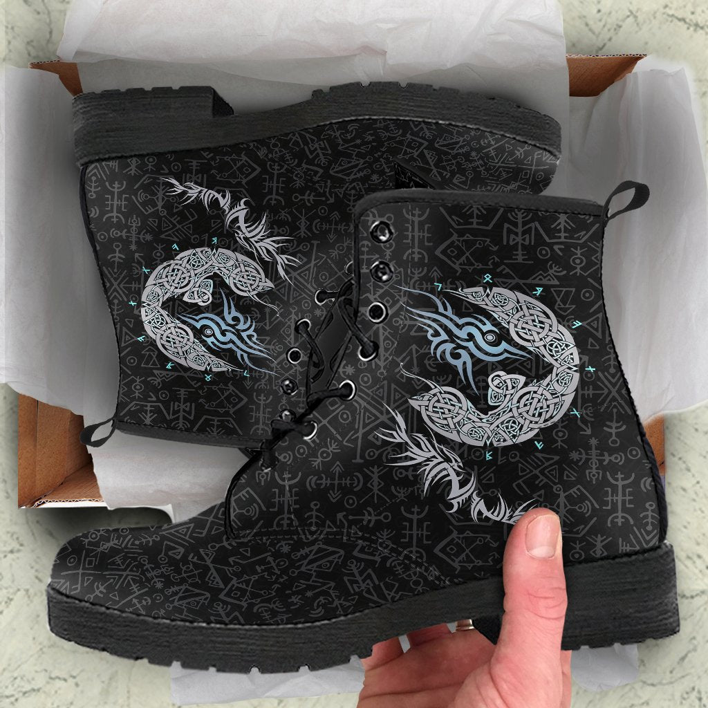 Viking Leather Boots Fenrir Wolf Ver01