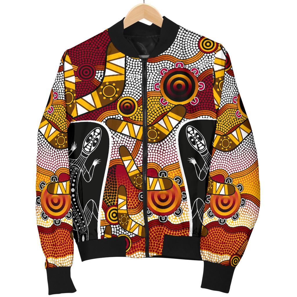 Bomber Jacket - Aboriginal Dot Painting Lizard Jacket