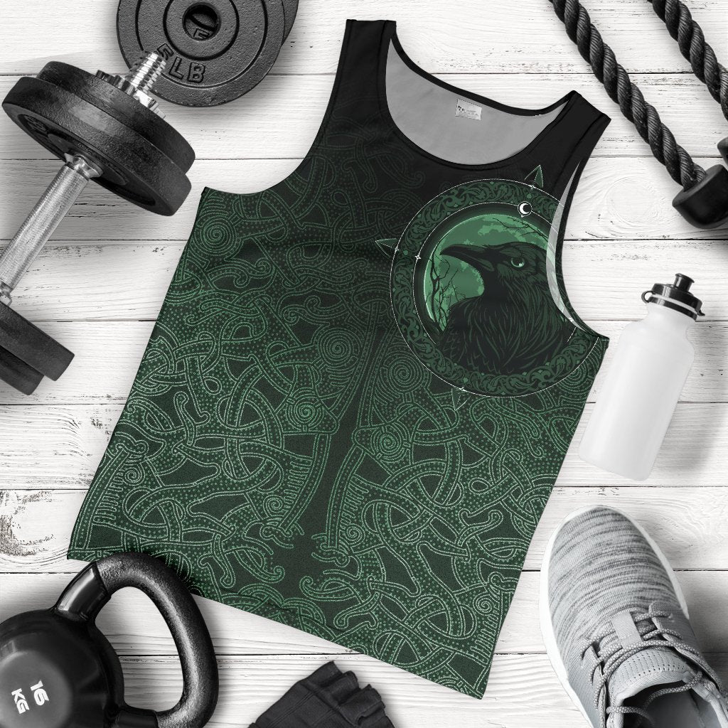 Viking Men's Tank Top Ethnic Odin Raven Green