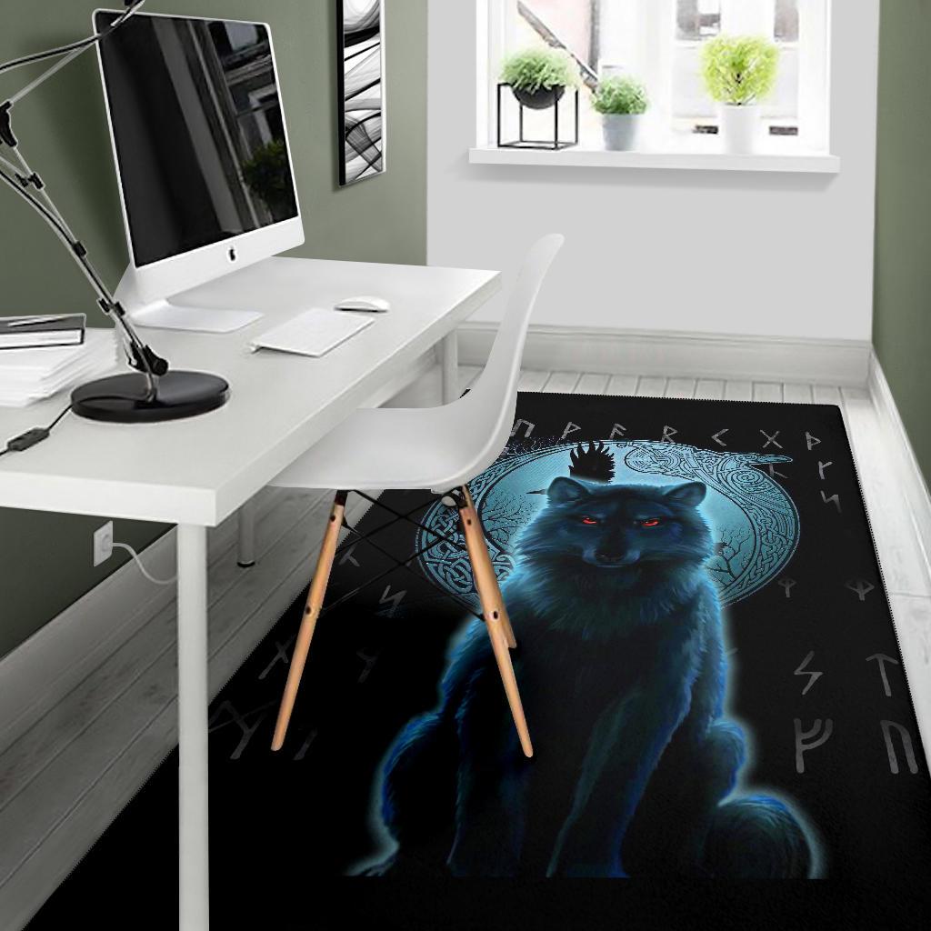 Viking Area Rug Fenrir Viking Wolf And Moon