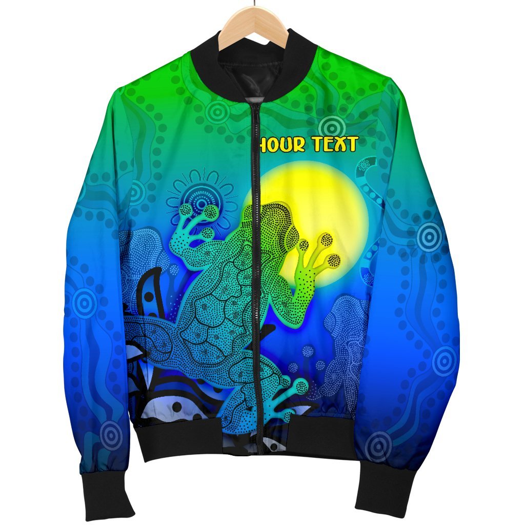 (Custom) Aboriginal Bomber Jacket - Indigenous Frog (Blue)