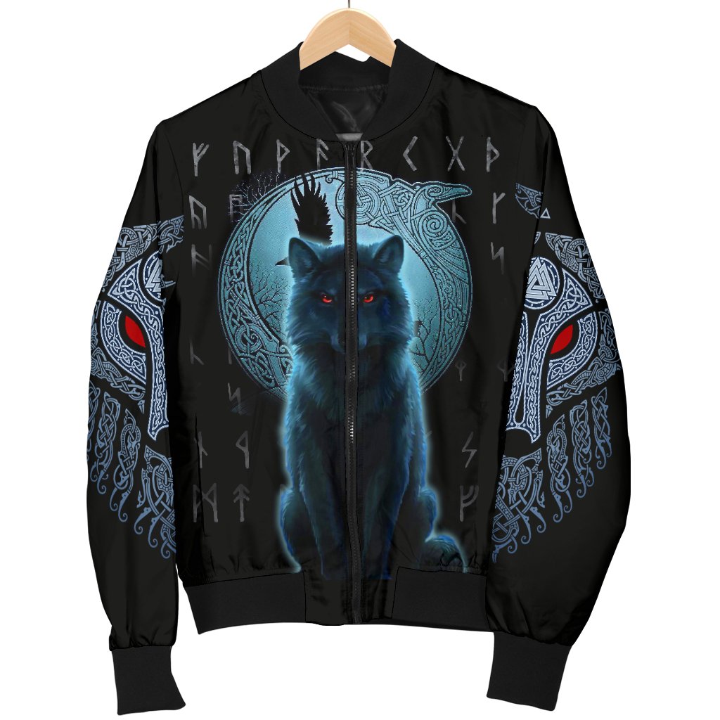 Viking Bomber Jacket Fenrir Viking Wolf And Moon Ver02