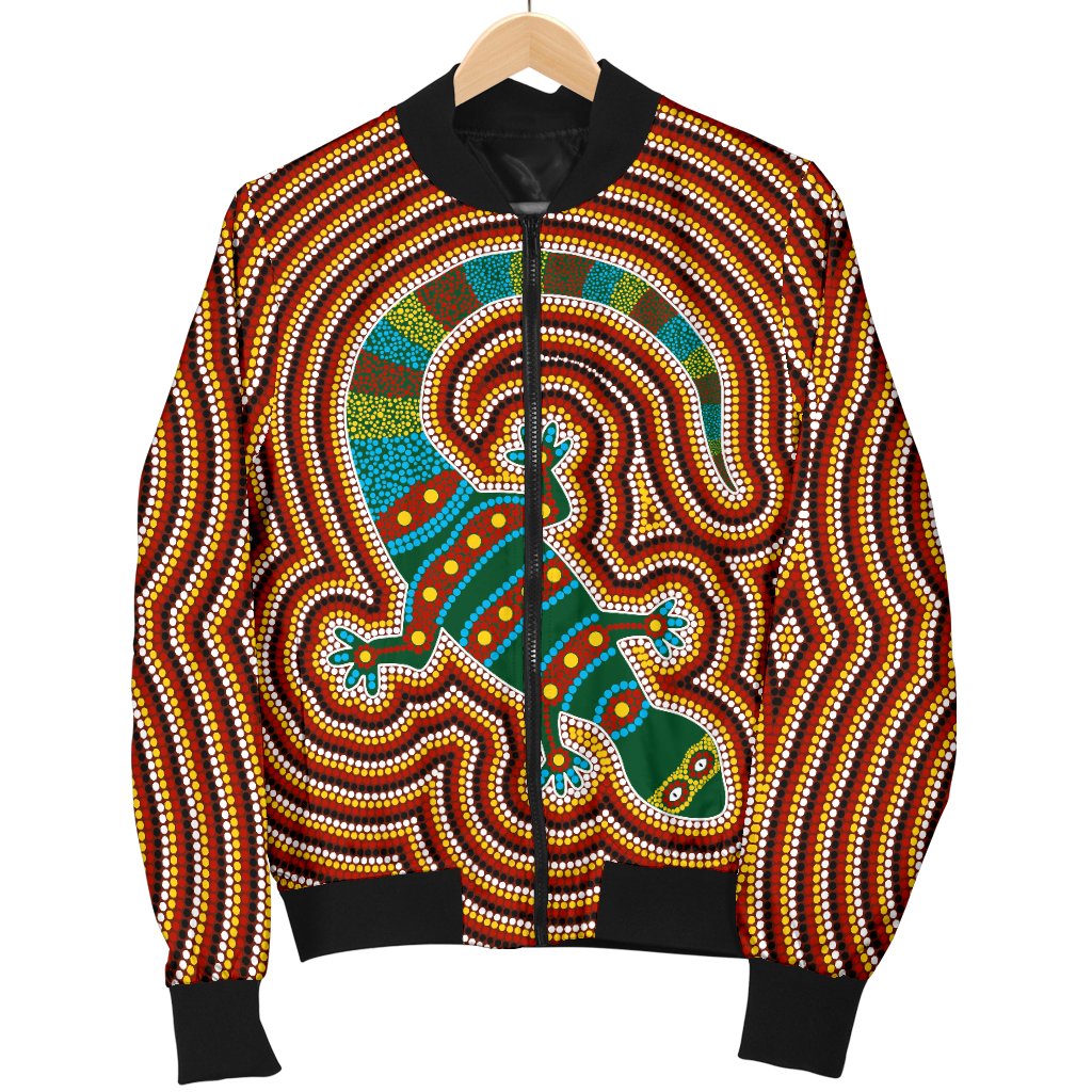 Aboriginal Bomber Jacket - Lizard Dot Painting Patterns