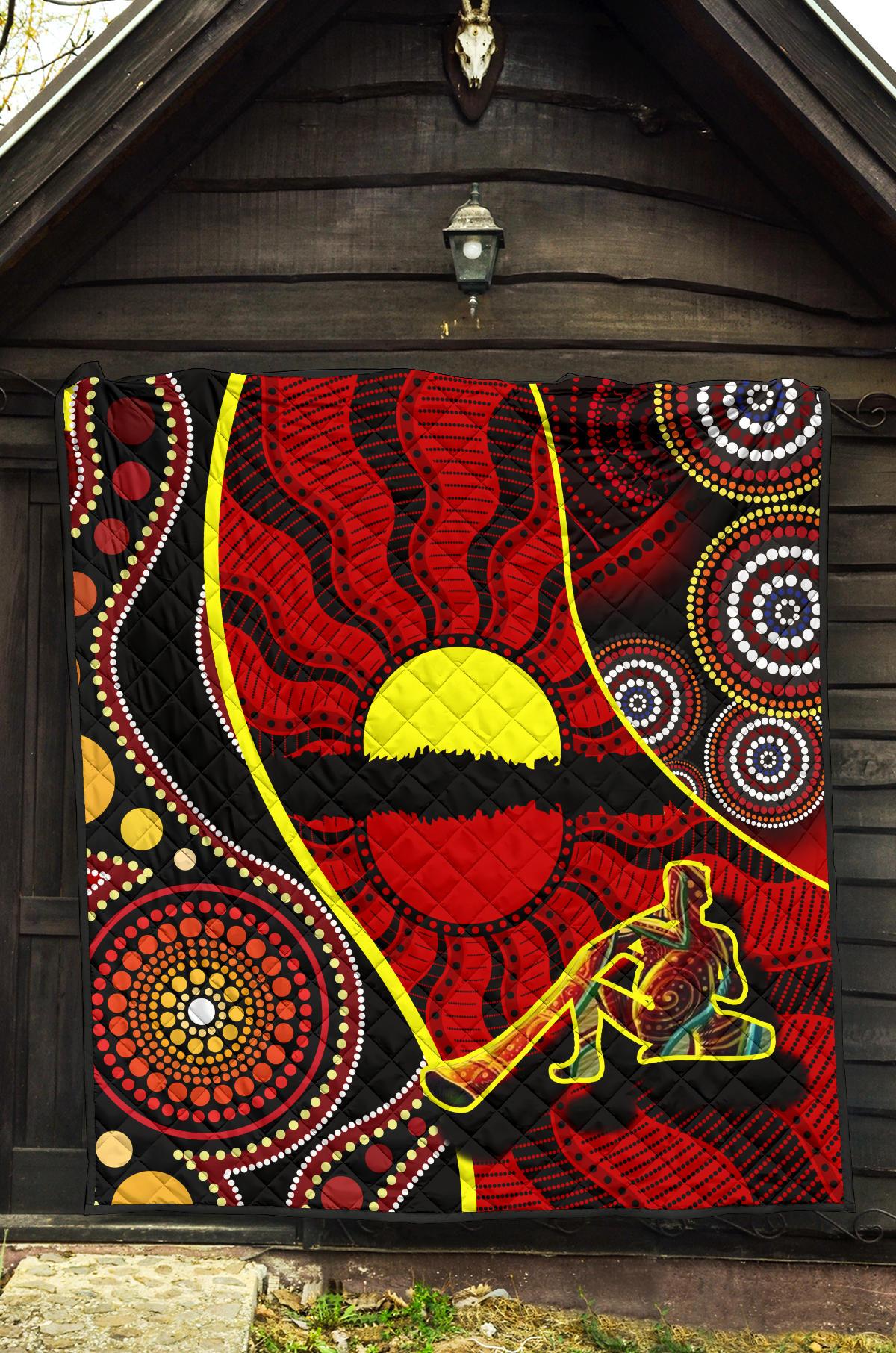 Premium Quilt - Australia Aboriginal Dots With Didgeridoo