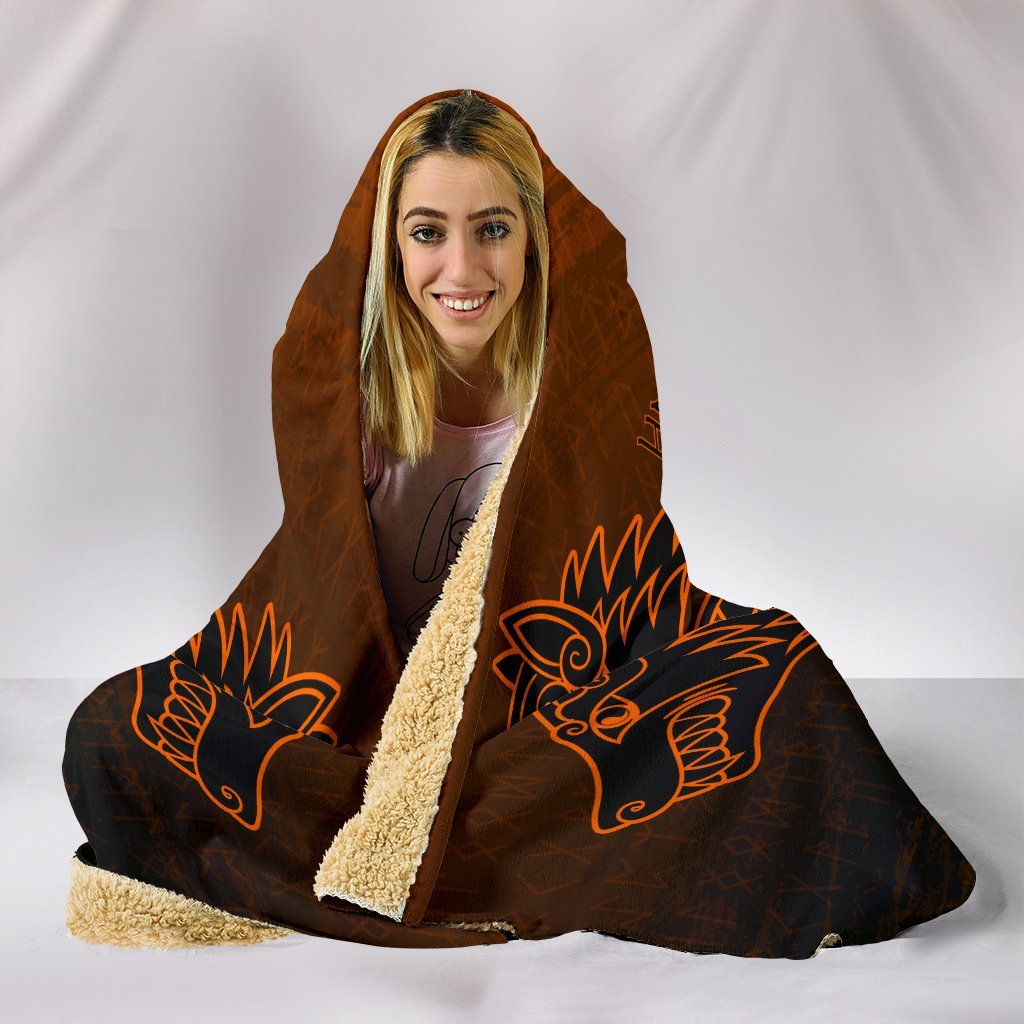 Viking Hooded Blanket Skoll And Hati Orange