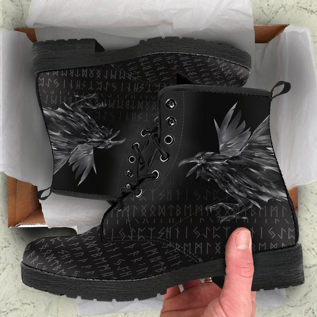 Viking Leather Boots The Raven Of Odin Rune