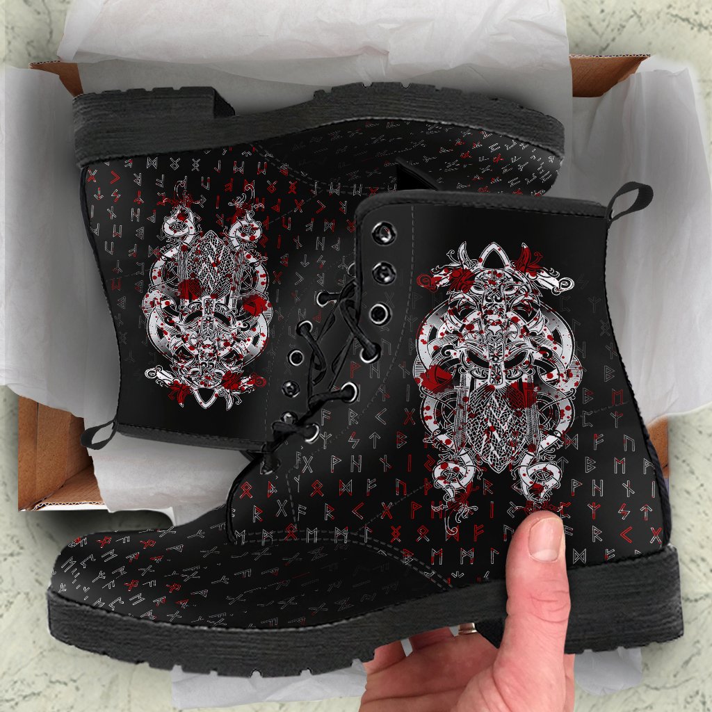 Viking Leather Boots Tyr Tattoo Blood