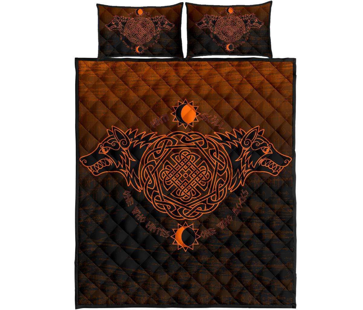 Viking Quilt Bedding Set Skoll And Hati Orange