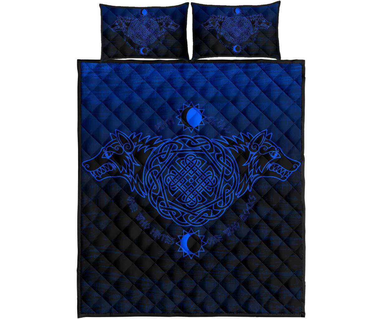 Viking Quilt Bedding Set Skoll And Hati Blue