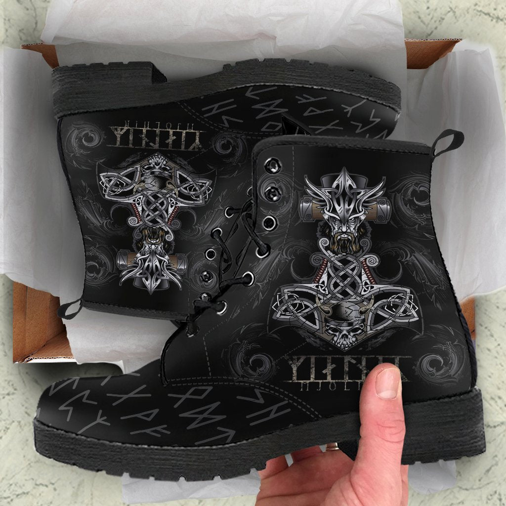 Viking Leather Boots Mjolnir