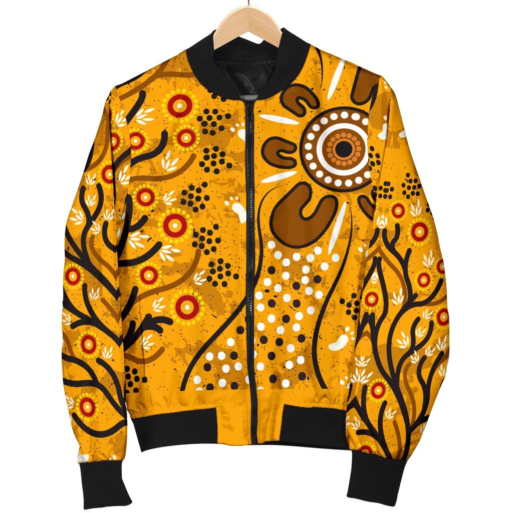 Women Bomber Jacket - Aboriginal Art In Spring Style