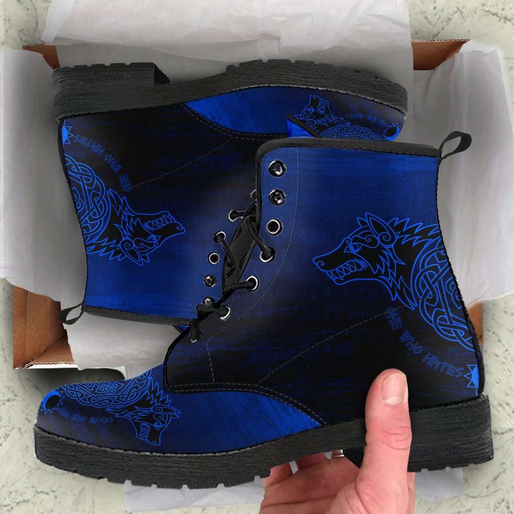 Viking Leather Boots Skoll And Hati Blue Style