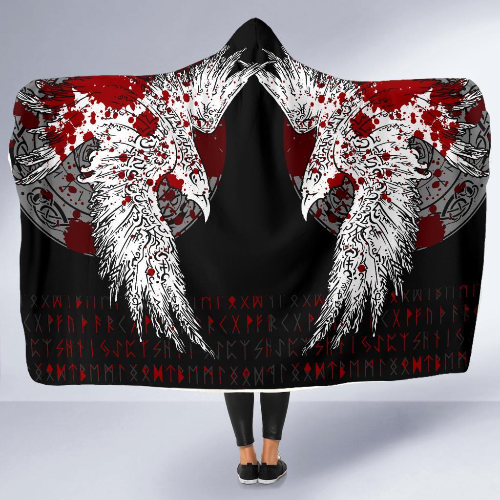 Viking Hooded Blanket Economy Mystical Raven Tattoo Blood Ver01