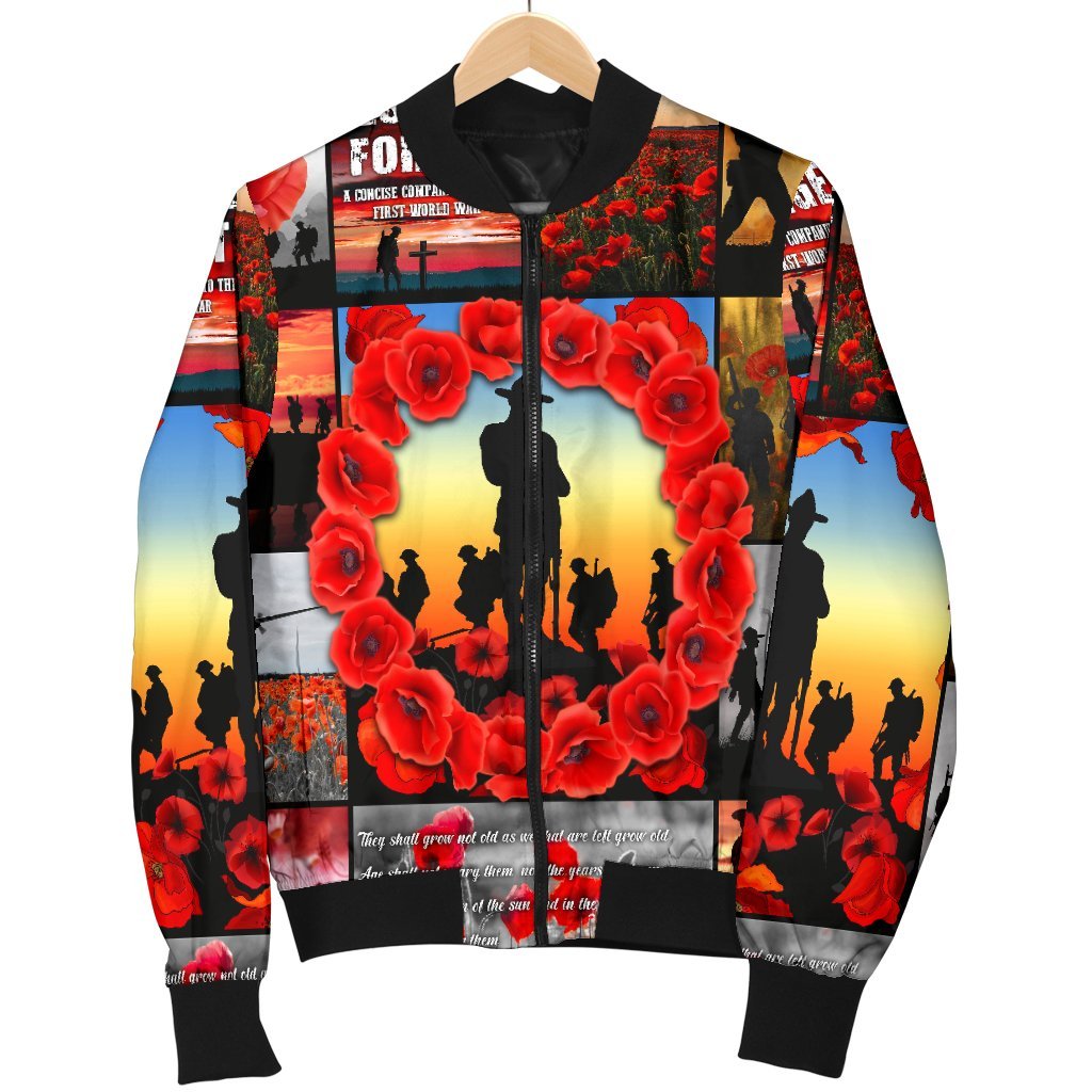 Anzac Men Bomber Jacket - Always Remember Australia Soldiers