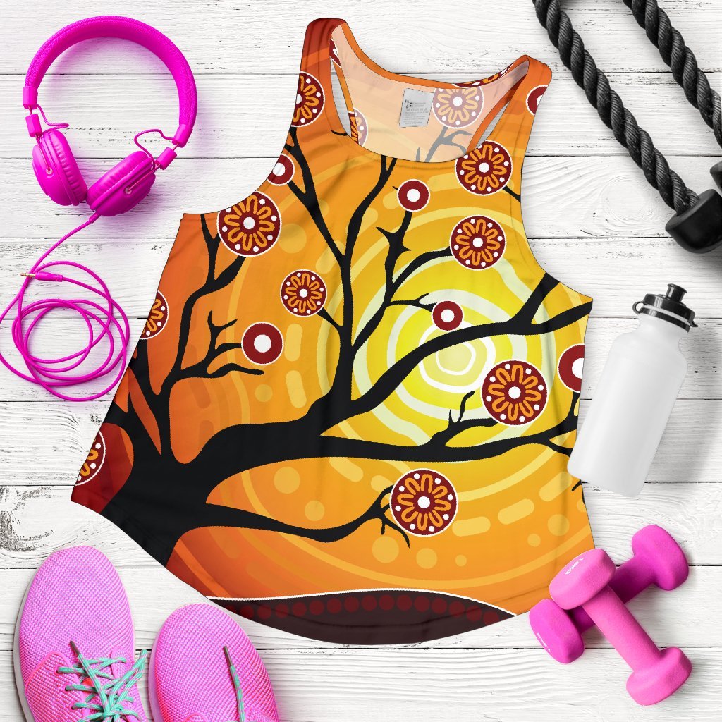 Aboriginal Women's Racerback Tank - Tree In Spring Season