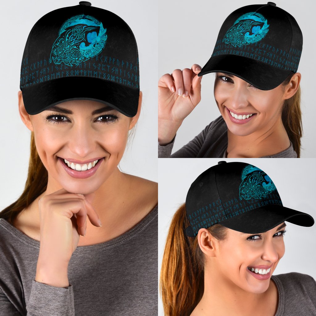 Viking Style Classic Cap - Fenrir Wolf Cyan