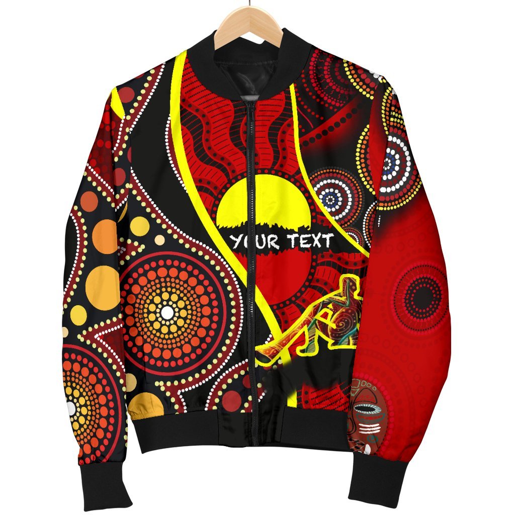 (Custom) Men Bomber Jacket - Australia Aboriginal Dots With Didgeridoo