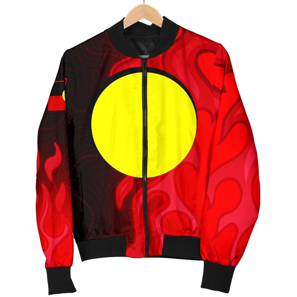 Bomber Jacket - Aboriginal Patterns Jacket Sun Australia Flame