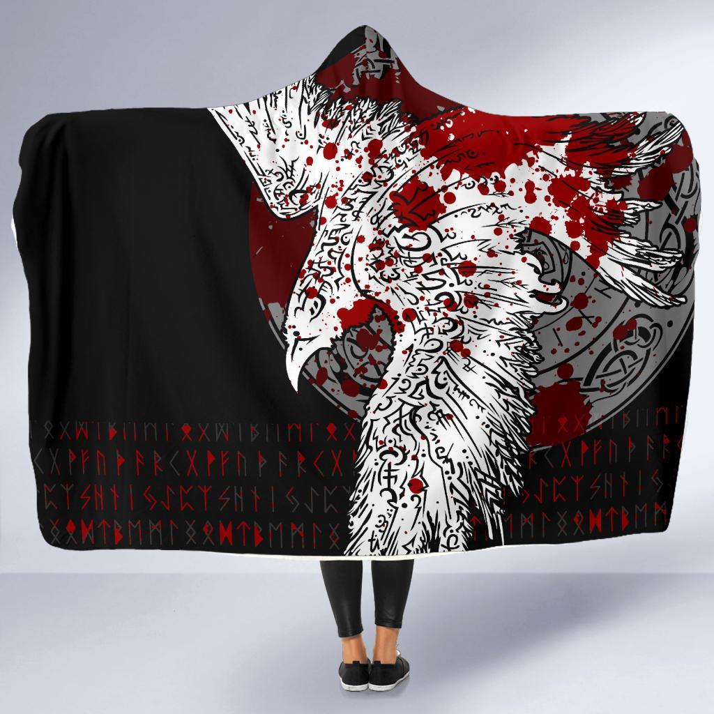 Viking Hooded Blanket Economy Mystical Raven Tattoo Blood Ver02