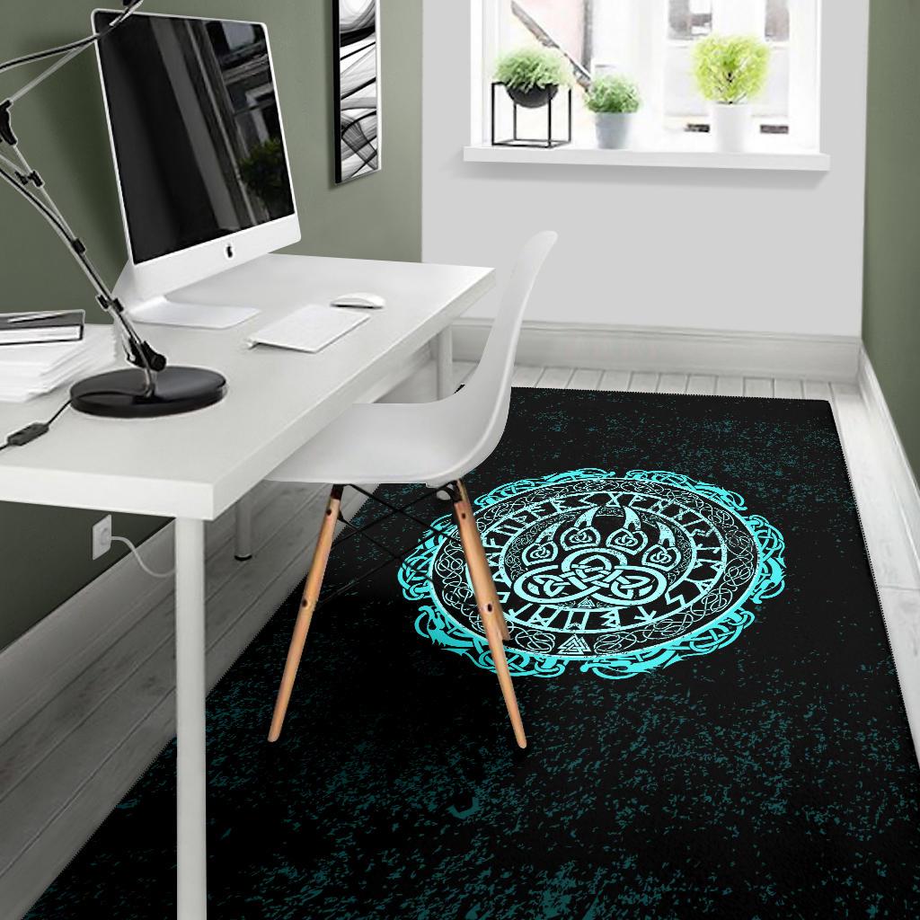 Viking Area Rug Viking Bear Claws Cyan Tattoo