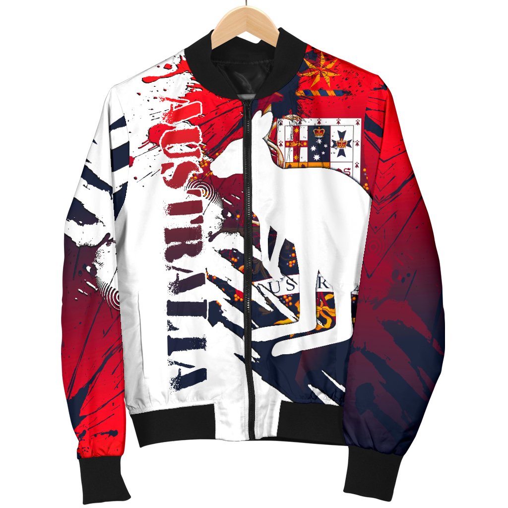 Bomber Jacket - Australian Coat Of Arms Jacket Kangaroo - Great Aussie