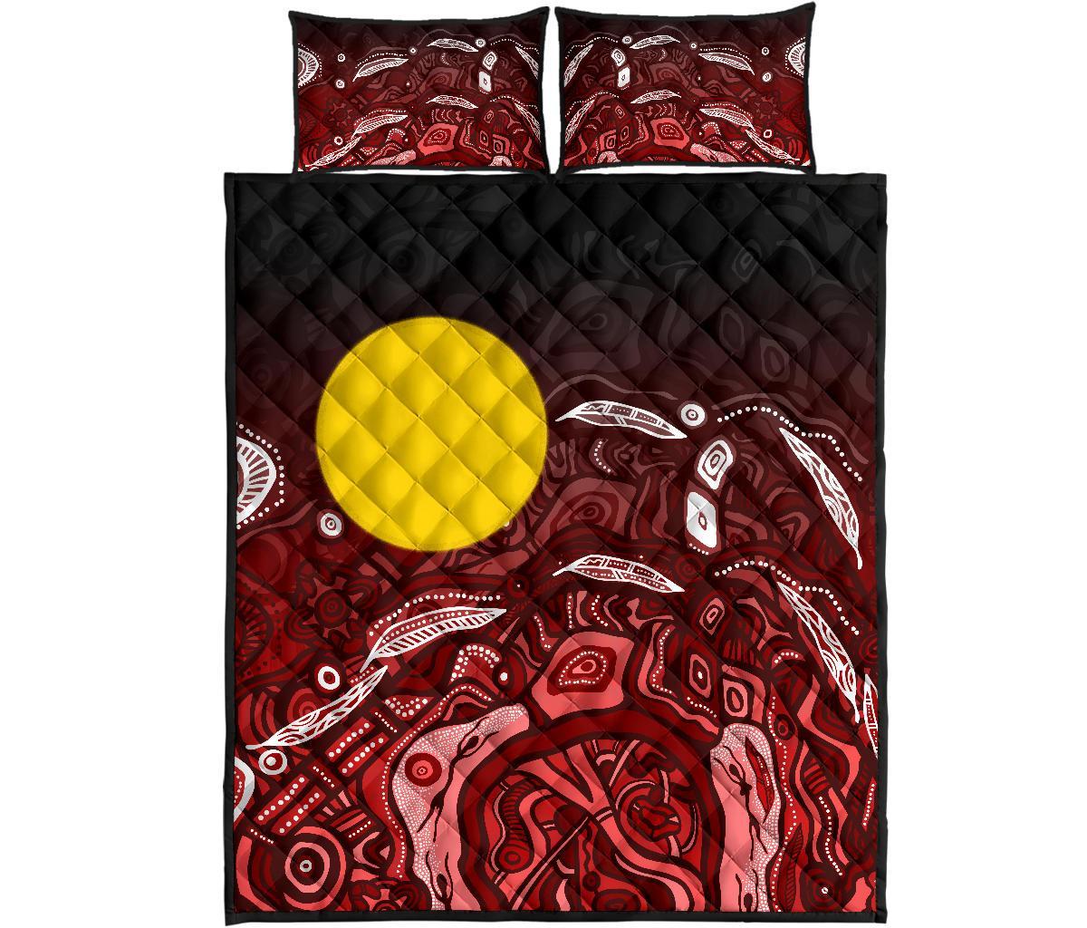 Aboriginal Quilt Bed Set - Red Landscape