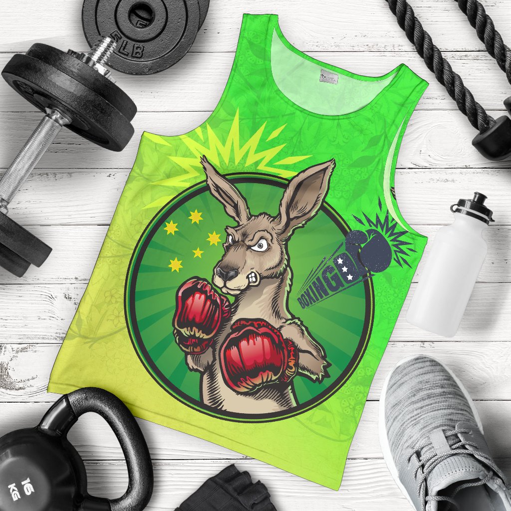 Men's Tank Top - Kangaroo Boxing Aussie Spirit (Green)
