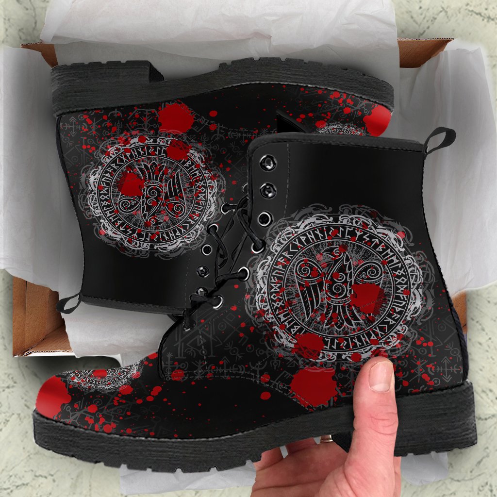 Viking Leather Boots Raven Celtic Tattoo Blood