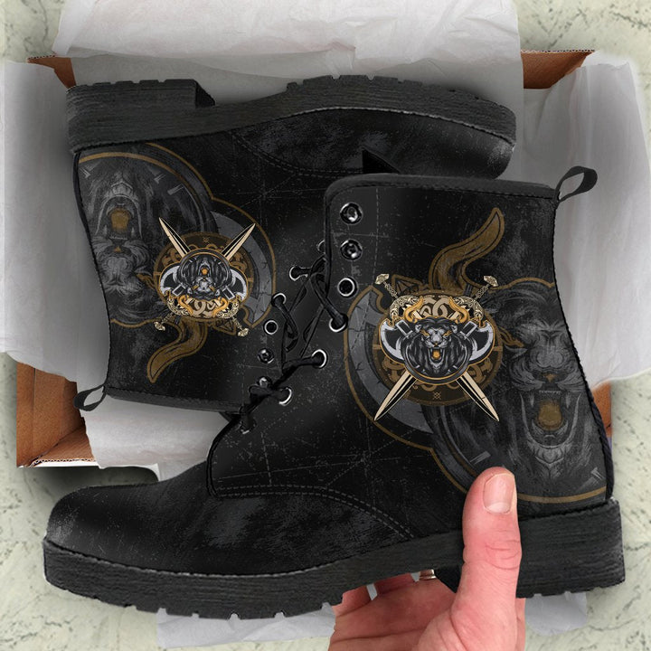 Viking Leather Boots Lion