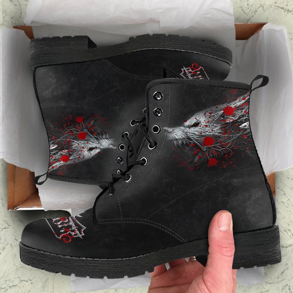 Viking Leather Boots Fenrirv Blood