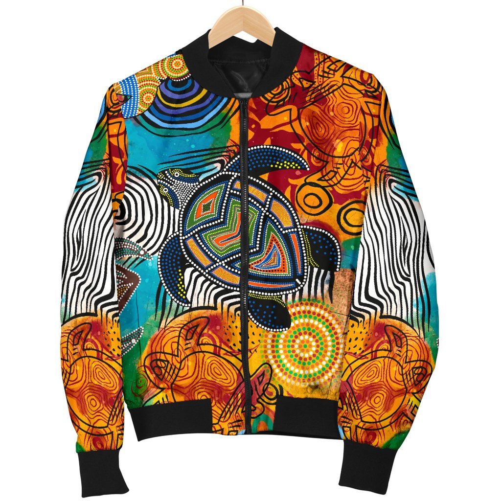 Aboriginal Bomber Jacket - Turtle Indigenous Art