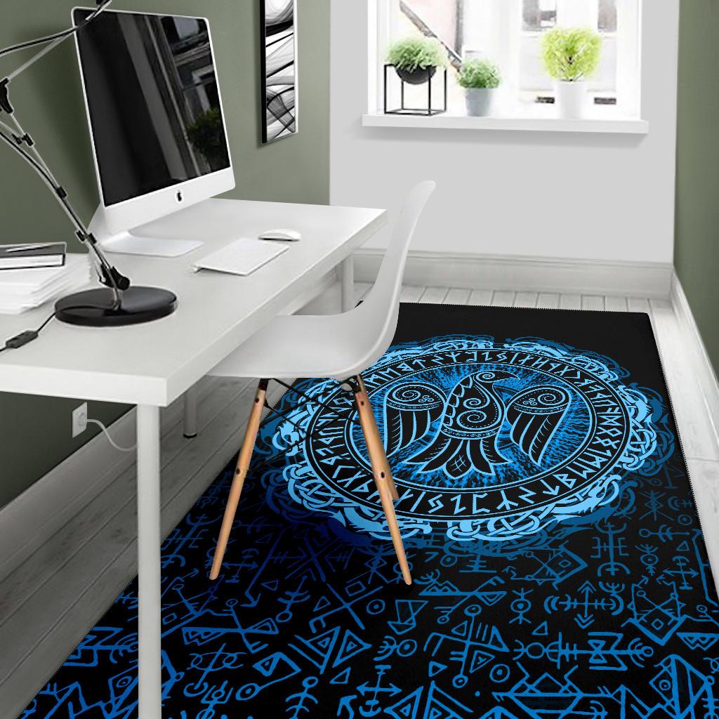 Viking Area Rug Raven Celtic Cyan