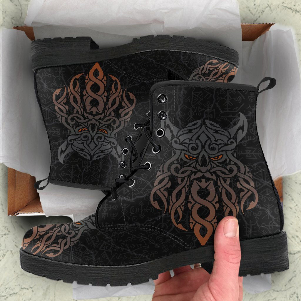 Viking Leather Boots Odin God Furthark Tattoo Special Ver01