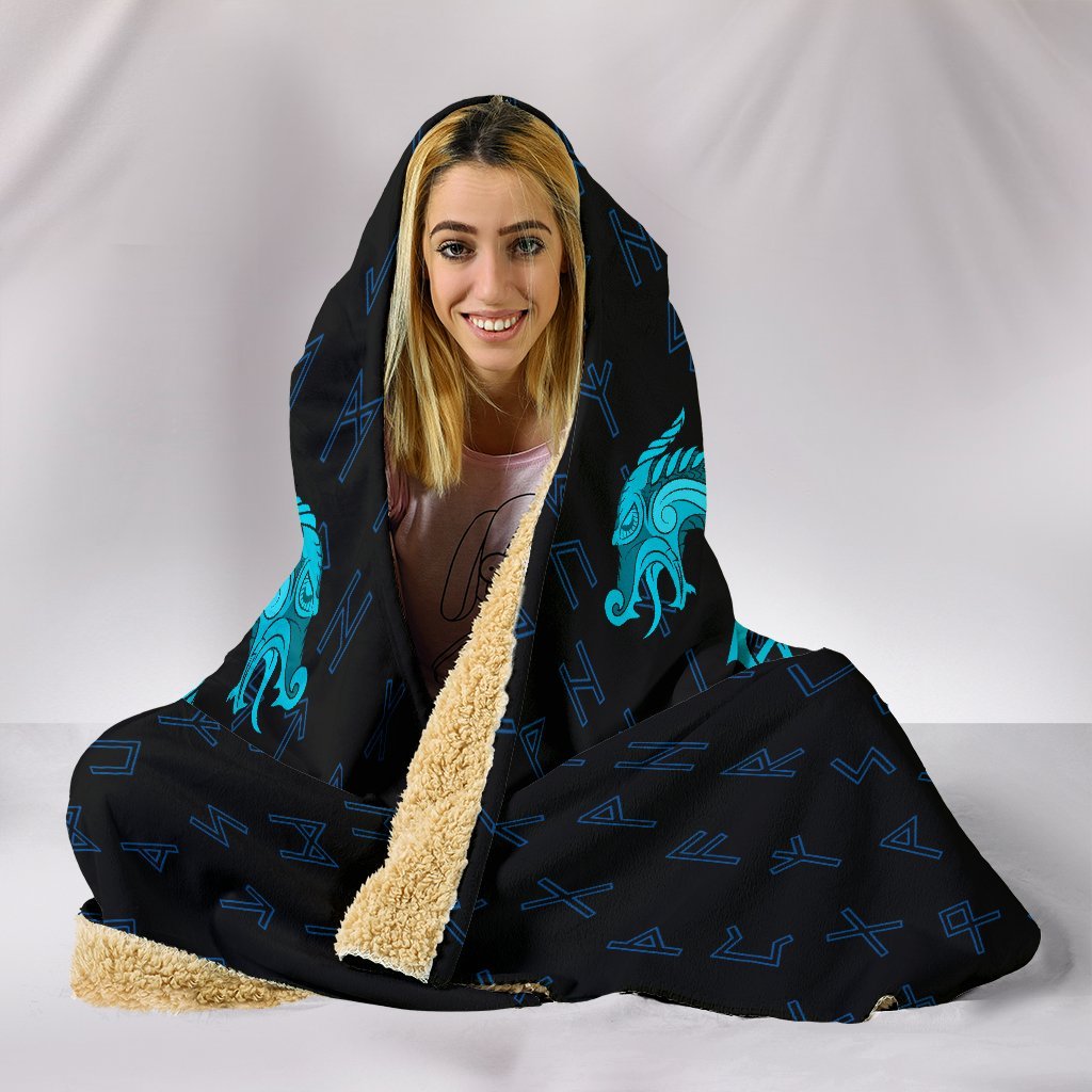 Viking Hooded Blanket Aegishjalmur Helm Of Awe Blue Edition Collection