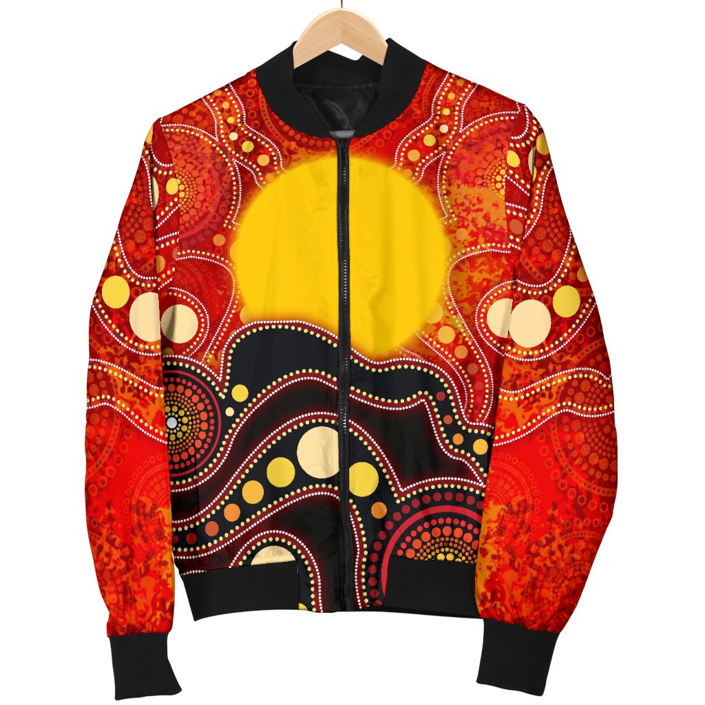 Aboriginal Bomber Jacket - Aboriginal Lives Matter Flag Dot Painting Art