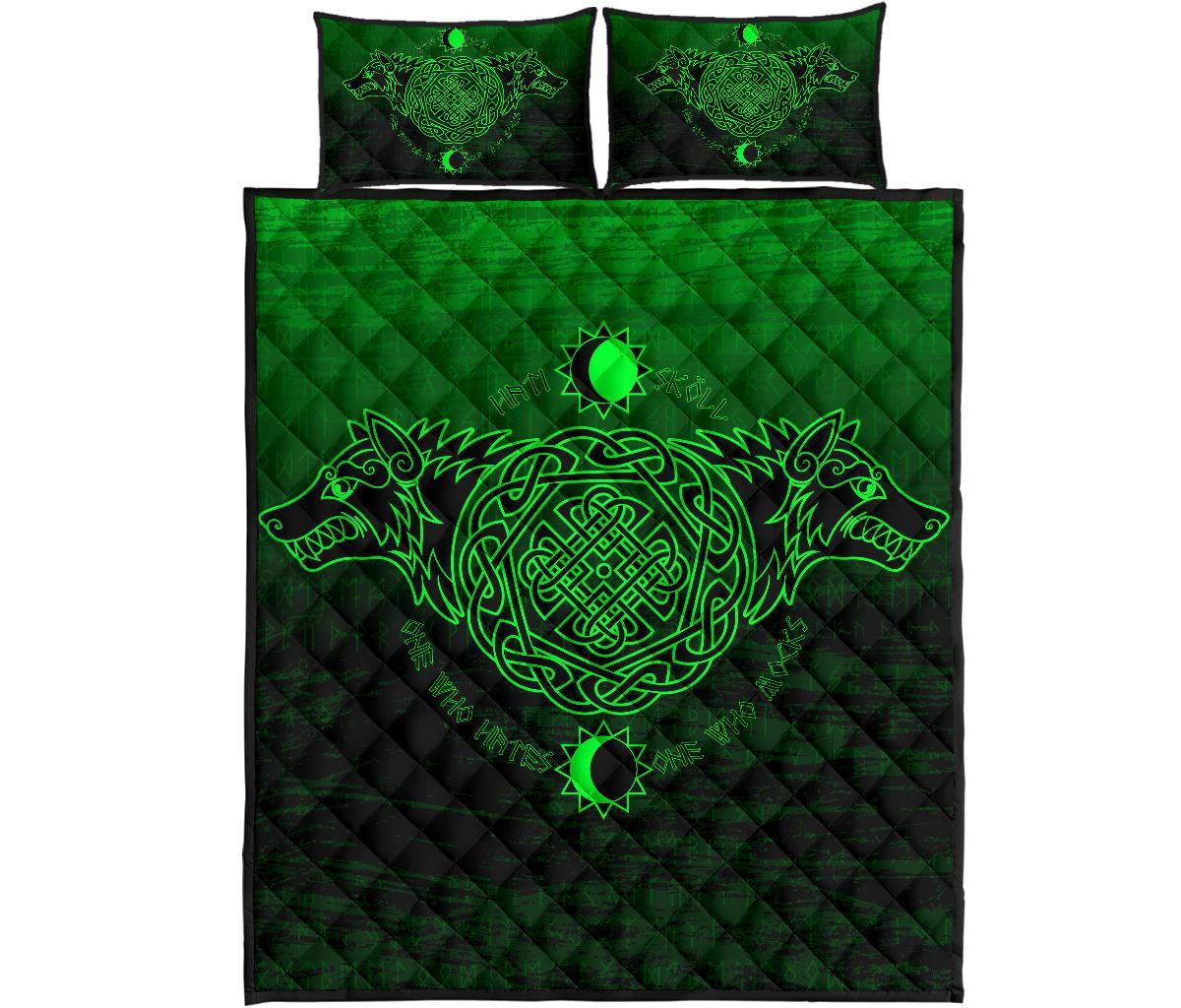 Viking Quilt Bedding Set Skoll And Hati Green