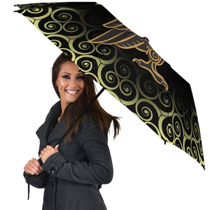 Viking Umbrellas Owl Celtic On Triskels Background