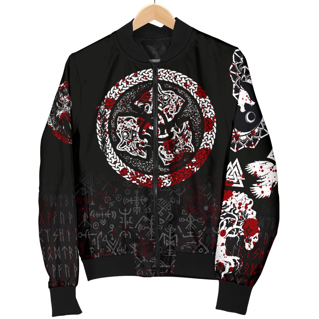 Viking Bomber Jacket Fierce Blood Wolf Symbol Of A Viking Nordic Style Ver01