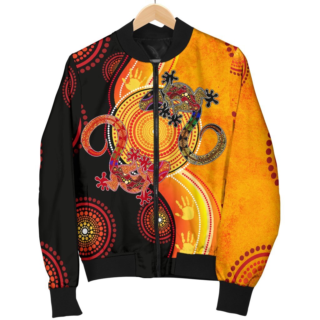 Aboriginal Bomber Jacket - Couple Aboriginal Lizards