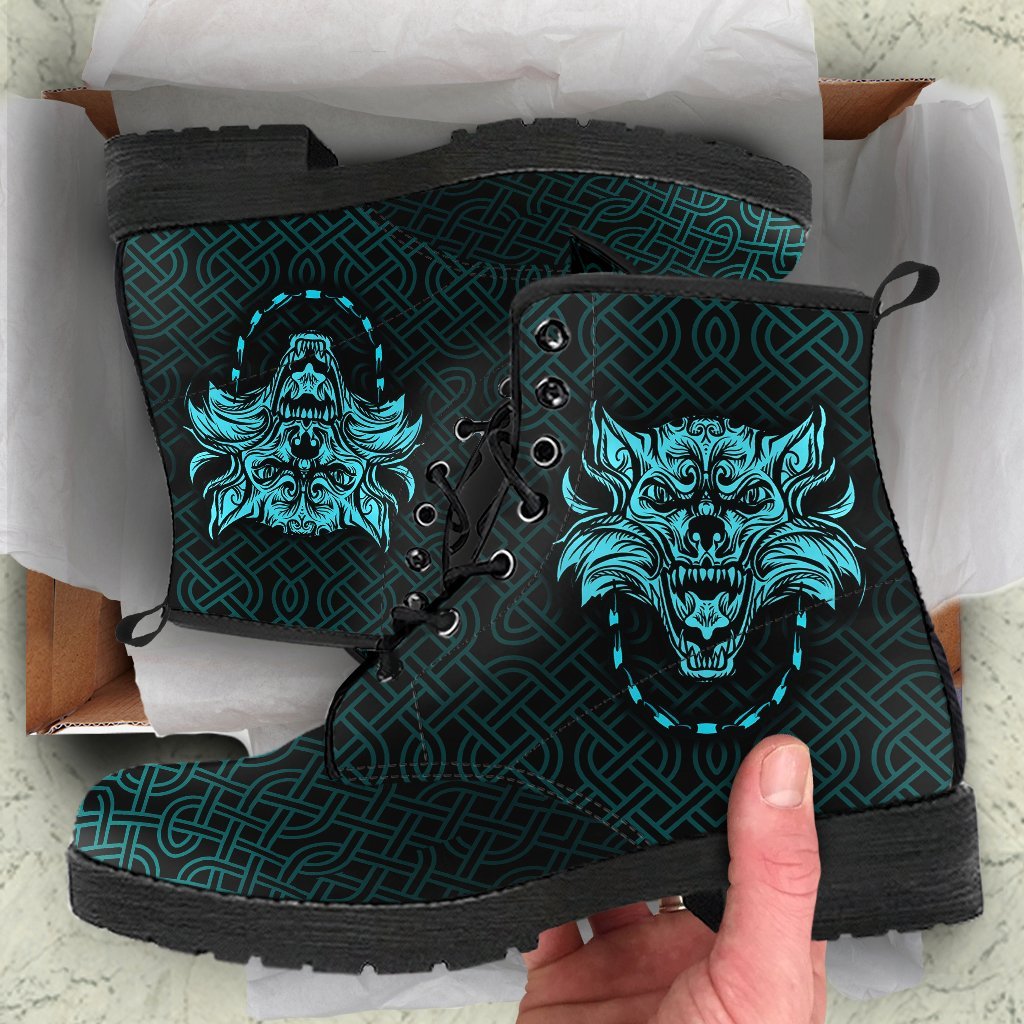 Viking Leather Boots Fenrir Cyan 3D