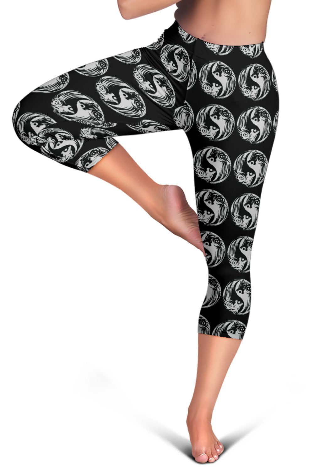 Viking Legging Capris Ying Yang Wolf